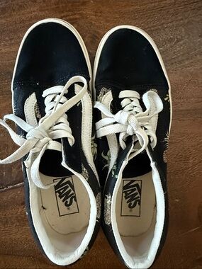Vans Black with White Trim Floral Low-Top Sneakers